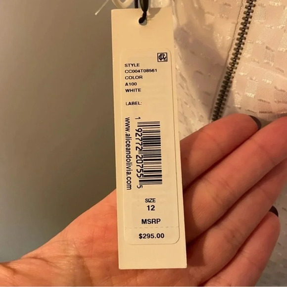 Alice And Olivia Roe White Tie Front Dress Size 12 NWT - Picture 6 of 9